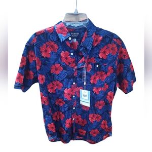 Jared Bros clothiers My Favorite Shirt Men M Floral Blue Red Hawaiian USA NWT